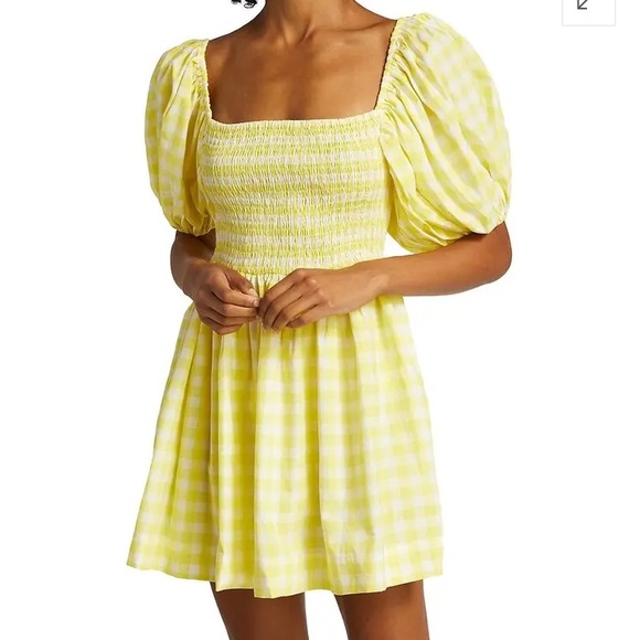 S/W/F Yellow Gingham Check Golden Path Babydoll Style Dress, NWT Sz L - Picture 1 of 16